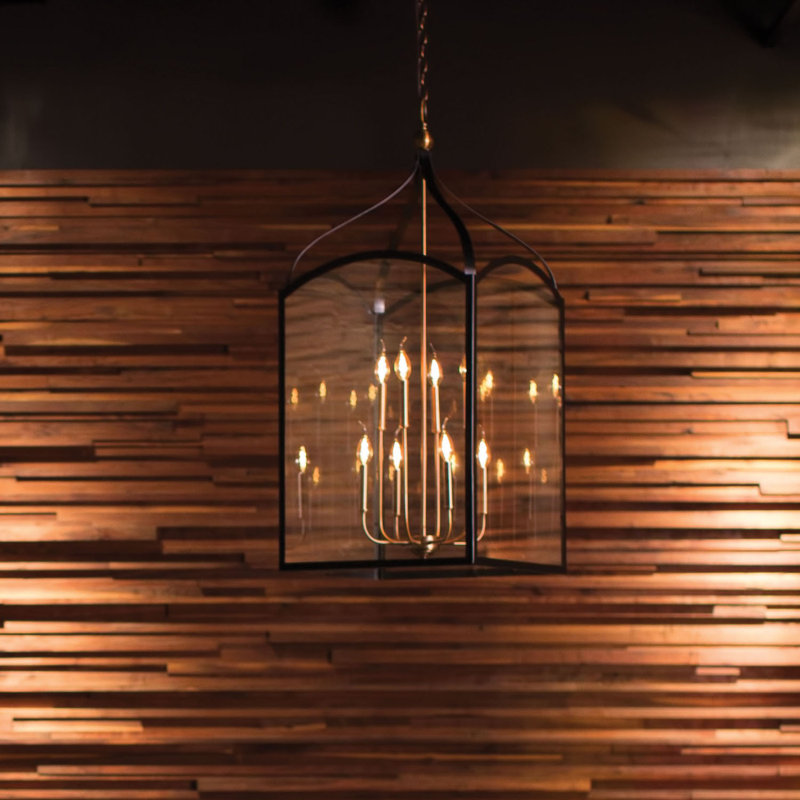 Hinkley 8-Light Two-Tier Open Frame Foyer Chain-Hung Rectangle Chandelier, Bronze