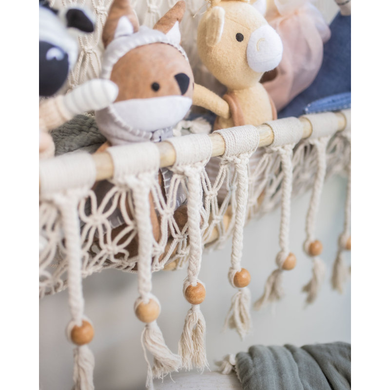 Macrame Wall Storage Bin, For Toys, Books, Swaddles, 16"x22", By Crane Baby