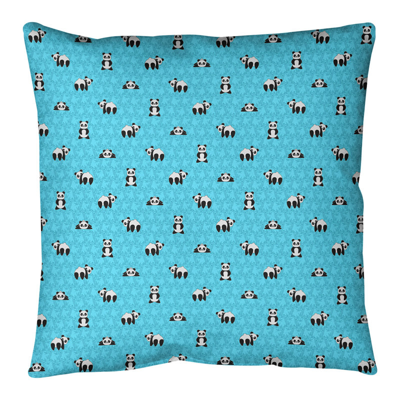 Coussin de sol Katelyn Elizabeth Panda, 28 po x 28 po, bleu