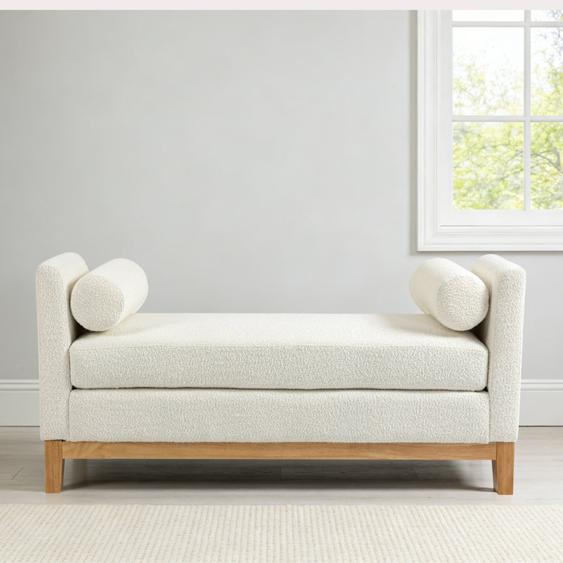 Banc rembourré l 54,3 po Boucle, 54.3"W, Blanc