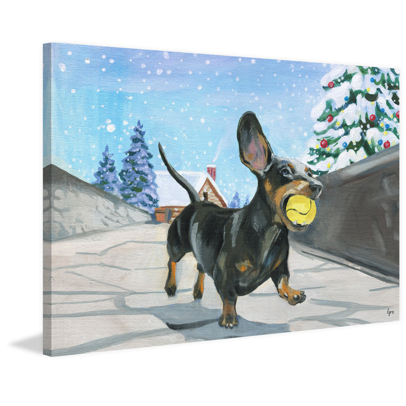 Sporty Daschund by Eyre Tarney - Wrapped Canvas Painting, 76cm H x 114cm W x 3.81cm D