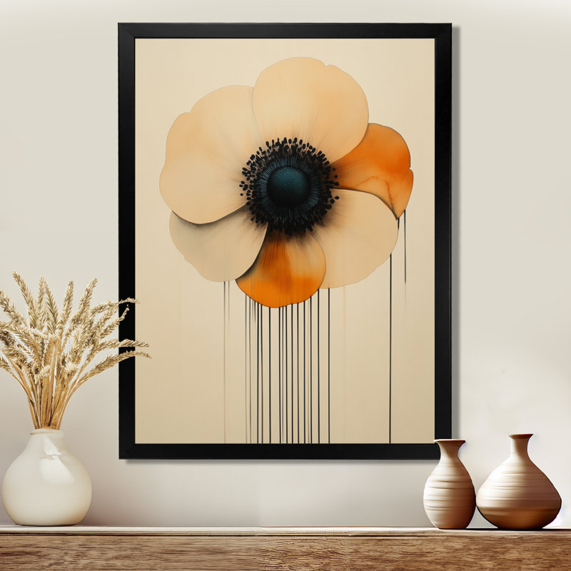 Anémone beige après minuit I - Tableau floral encadré, H 44 po x l 34 po, Black Picture Framed