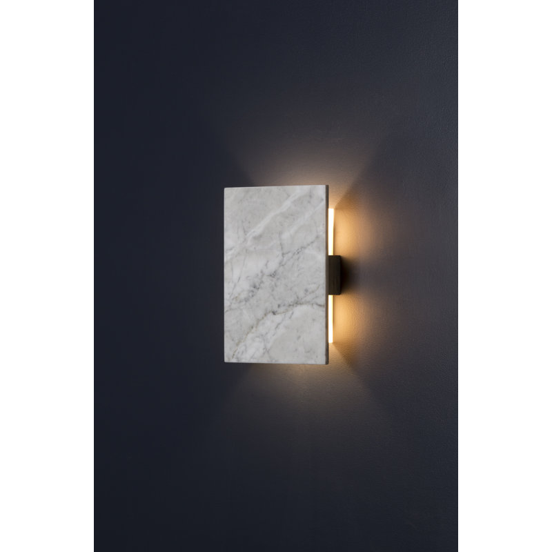 Tersus 1 - Light LED Flush Mounted Sconce, Dark Stained Walnut, 2700K (Warm) 0-10V, Brushed Aluminum