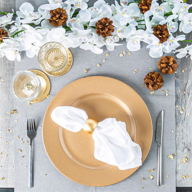 Argon Tableware - Melamine Charger Plates - Set of 6, Matt Gold