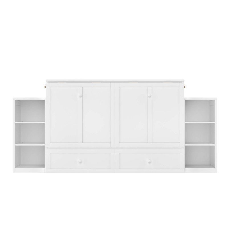 Lit escamotable peu encombrant avec rangement intégré, White
