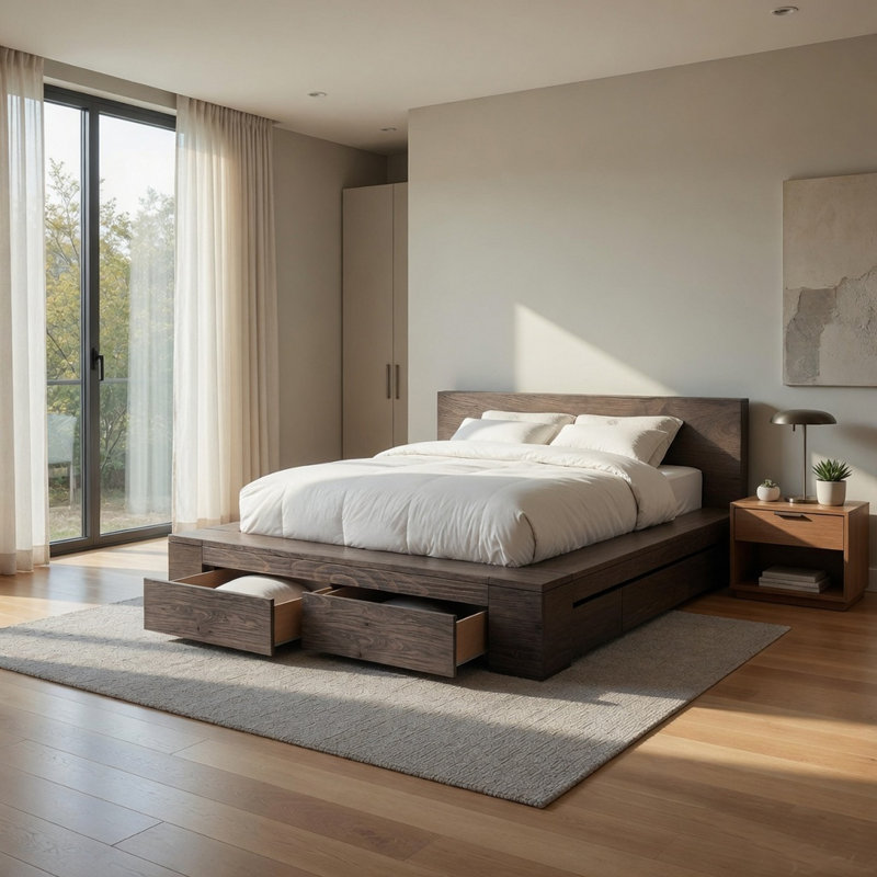 Bernardino Platform Storage Bed, Brown, California King
