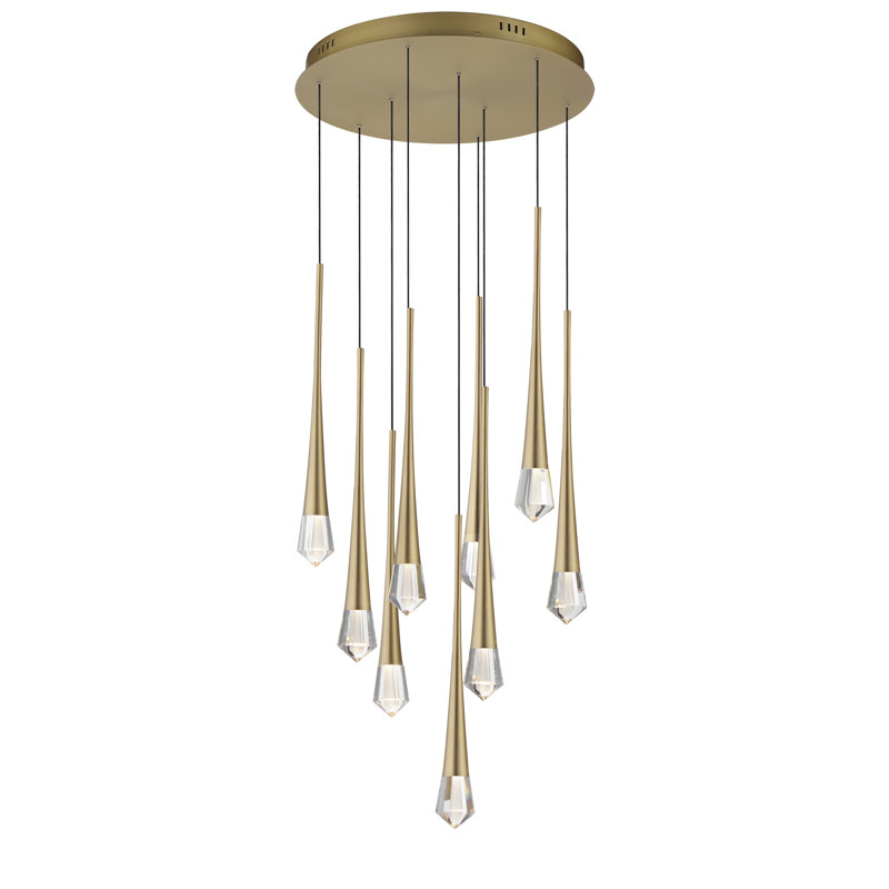 Luminaire suspendu 9 lumières, Or