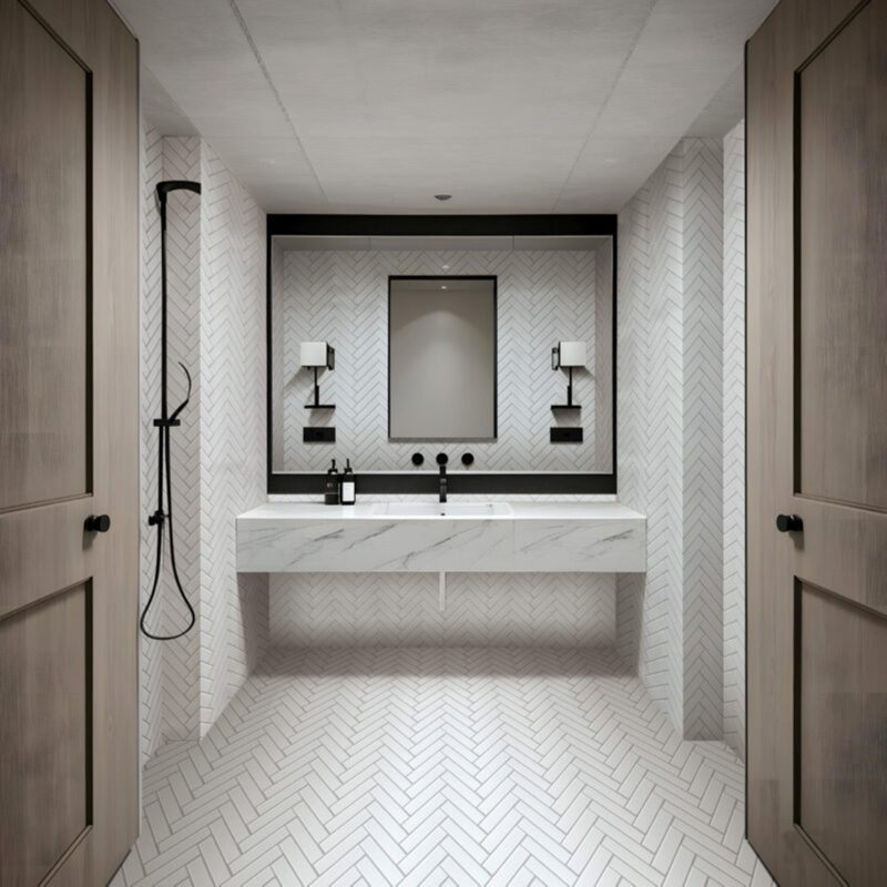 Herringbone White