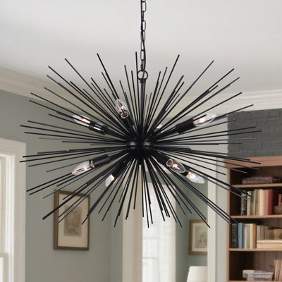 8 Lights Black Sputnik Chandelier 