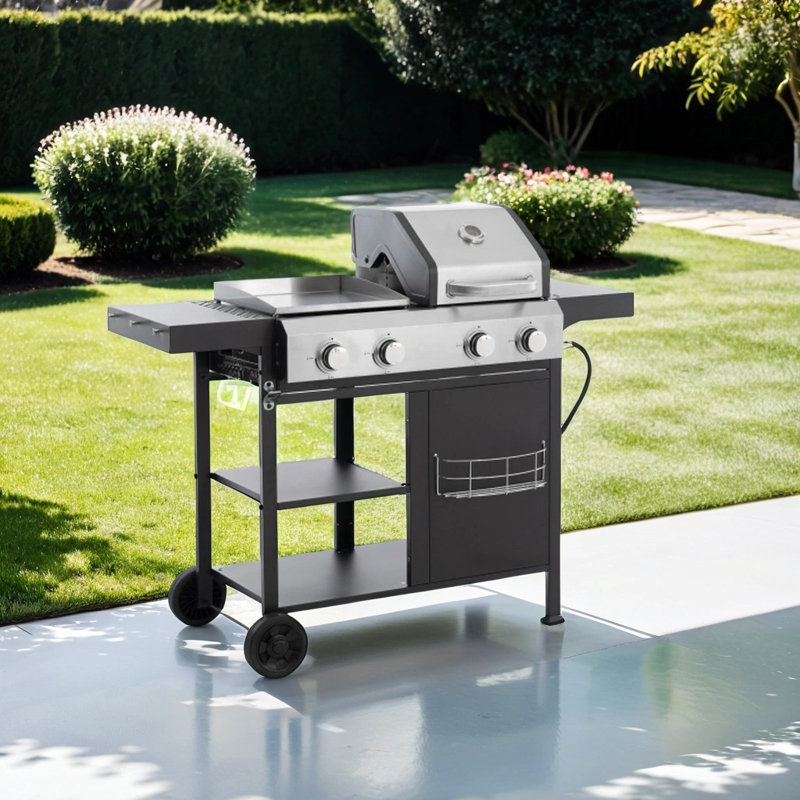 Multi-purpose Gas Grill With Burner - Perfect For Bbq, Frying, & Pizza Making