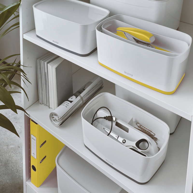 Leitz Plastic Decorative Bin, 31.8cm H x 12.8cm W x 19.1cm D, 5L, White/Yellow