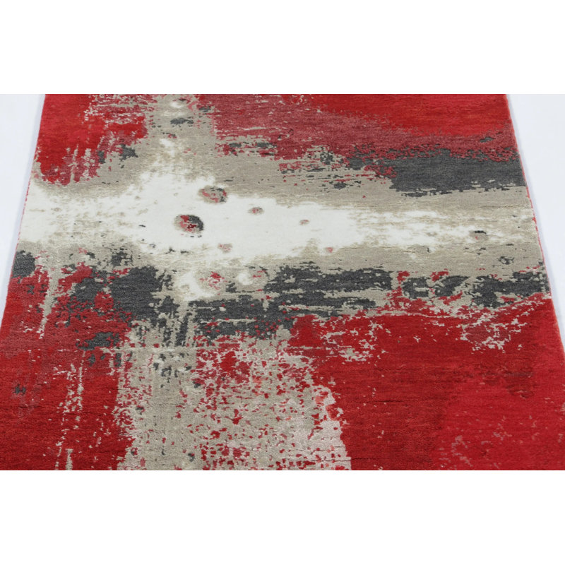 Modern Handmade Silk and Wool Area Rug