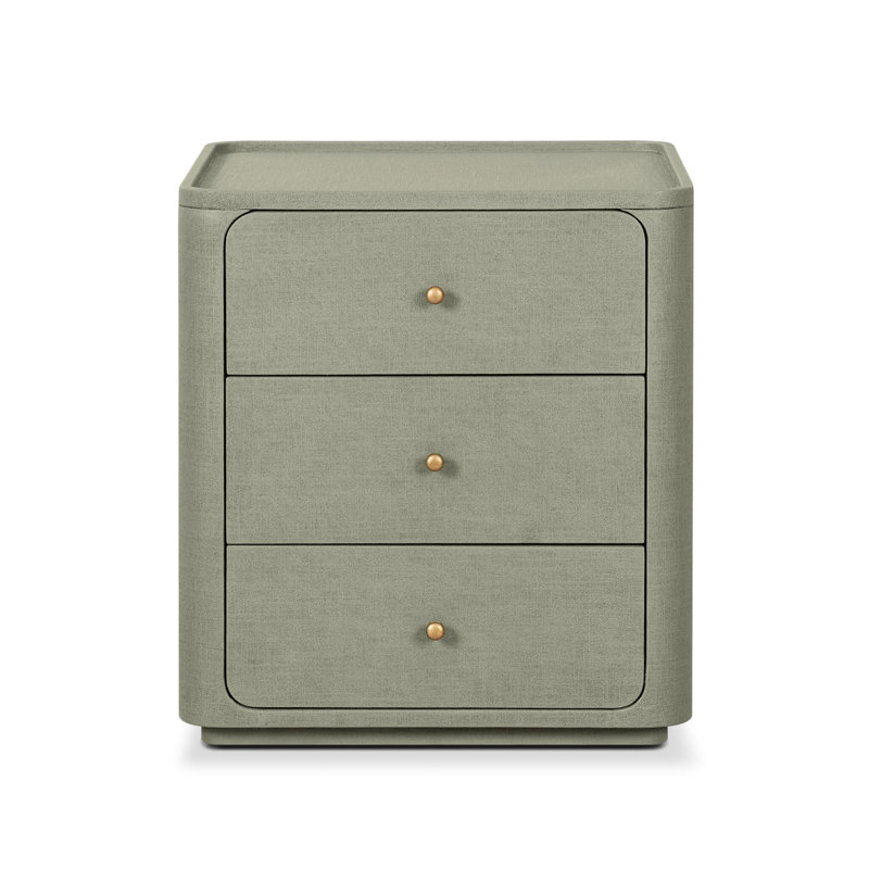 Paula 3 - Drawer Nightstand, Beige Painted Linen