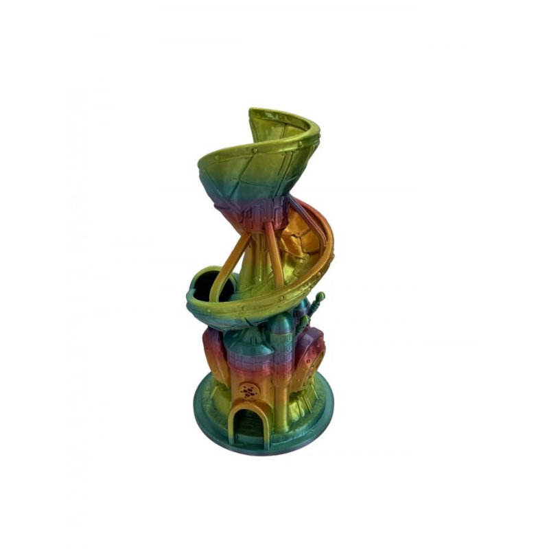 Figurine de tour de dés imprimée en 3D avec glissade, H 12 po x l 5 po x P 5 po, Vert / Bleu / Jaune