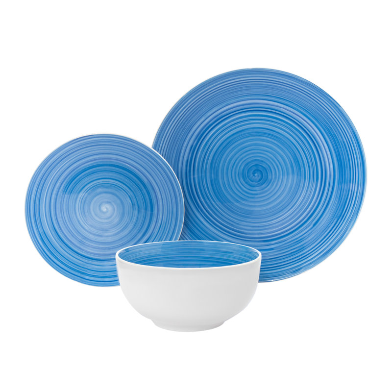 Service de table 12 pièces, service pour 4 Spiral, Bleu