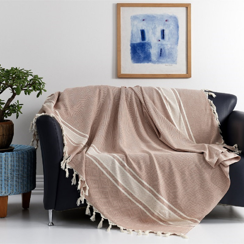Eptakomi Chevron / Zig Zag Bedspread, 190 W x 260cm L, Cinnamon