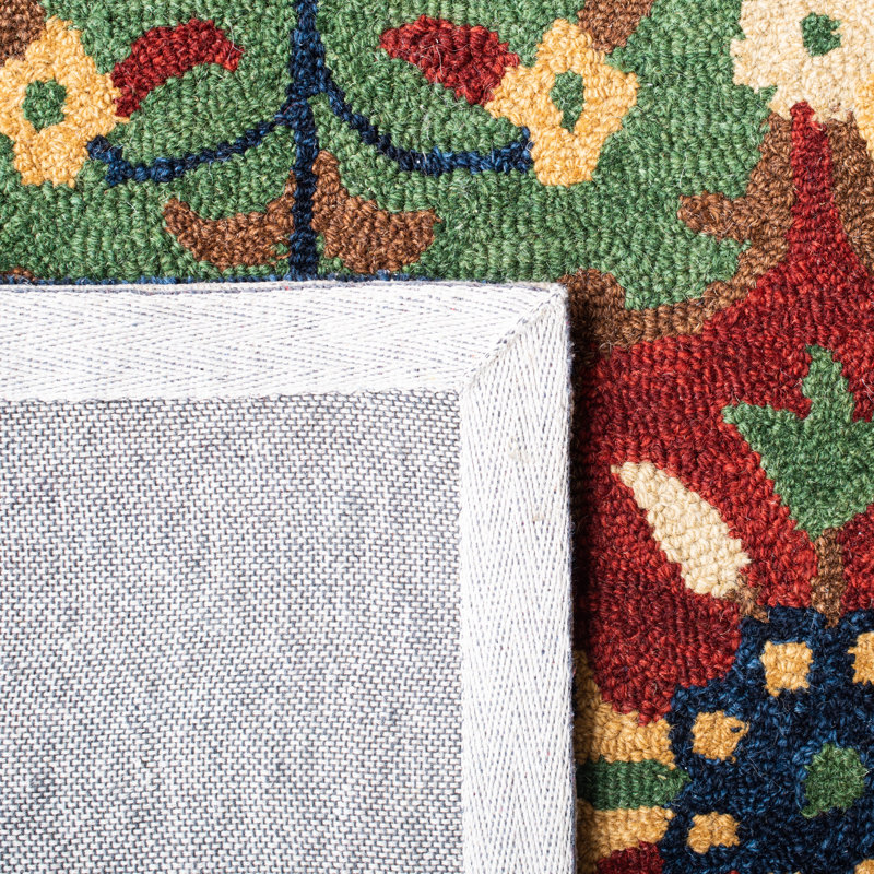 Tapis rouge / vert en laine touffeté à la main Grete, Rectangle 3 pi x 5 pi
