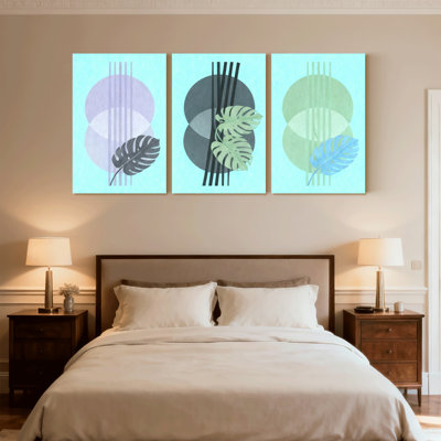 Boho contemporain abstrait avec motif de feuilles, cercles et lignes