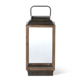 Small Rustic Outdoor Fir Wood And Galvanized Metal Cabin Lantern