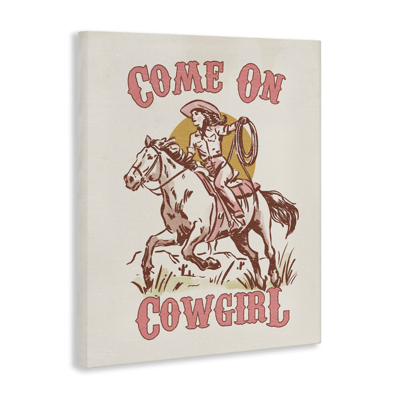  «Pastel Come On Cowgirl», art mural sur toile par Victoria Barnes, H 48 po x l 36 po