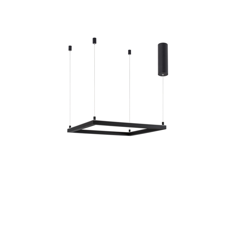 1 - Light LED Geometric Pendant, Black, 120cm H x 50cm W x 50cm D