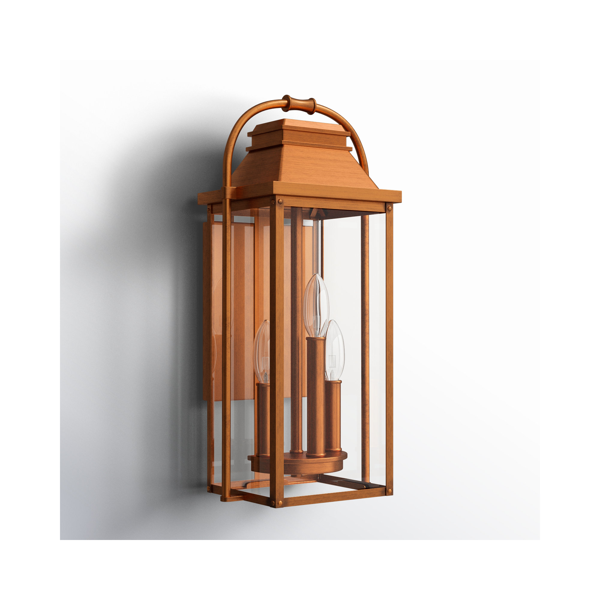 Newson 3 Light Outdoor Aluminum Wall Light, 22.5" H x 10.5" W x 9.13" D, Natural Copper