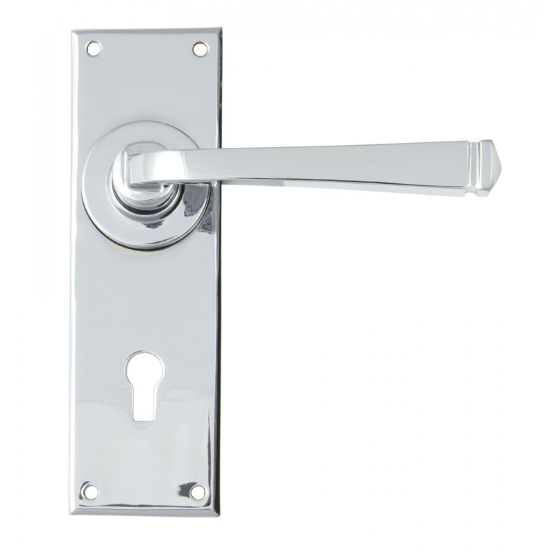 Avon Lock Door Handle Kit, Polished Chrome