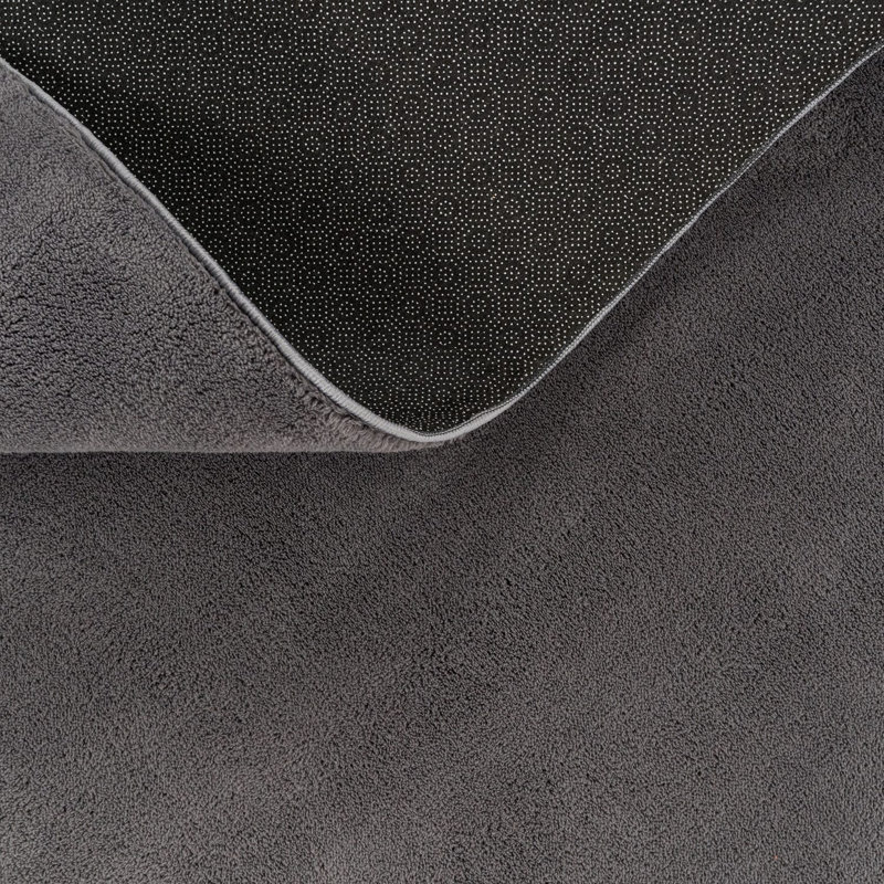 Tapis doux, doux, à poils courts, antidérapant, de couleur unie, lavable, Rectangle 6 pi 7 po x 9 pi 2 po, Gris foncé