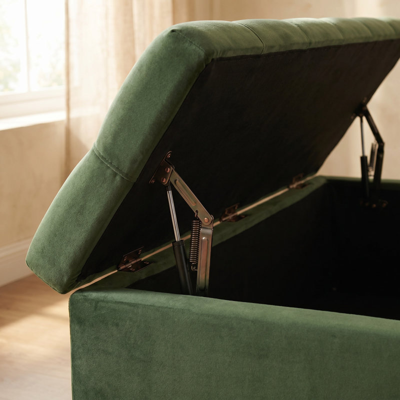 Banc de rangement avec repose-pieds Retro Green, Vert rétro