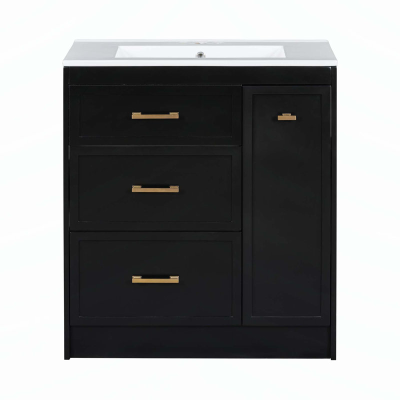 Ensemble de meuble-lavabo charmant avec plusieurs tiroirs et une fabrication durable pour des salles de bain élégantes, Noir