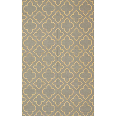 5x8 Blue Flat Weave Wool Trellis Pattern Geometric Modern Contemporary Carpet Rug