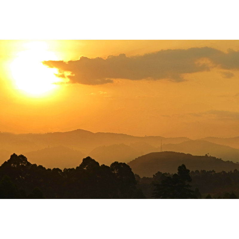 Coucher de soleil au Congo africain - Photographie sur toile tendue, H 32 po x l 48 po