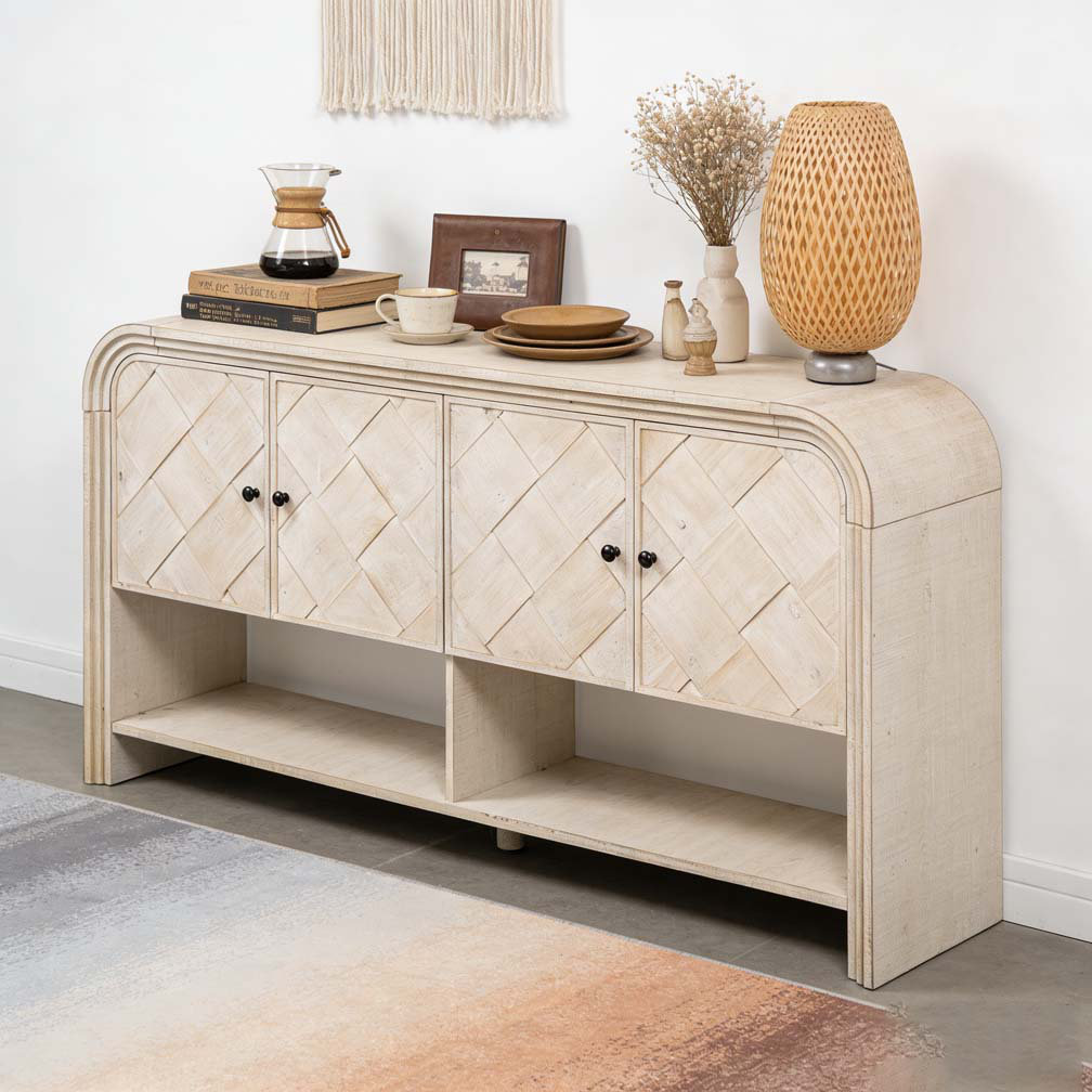 Latitude Run® console table with Woven Wood Slats - Wayfair Canada