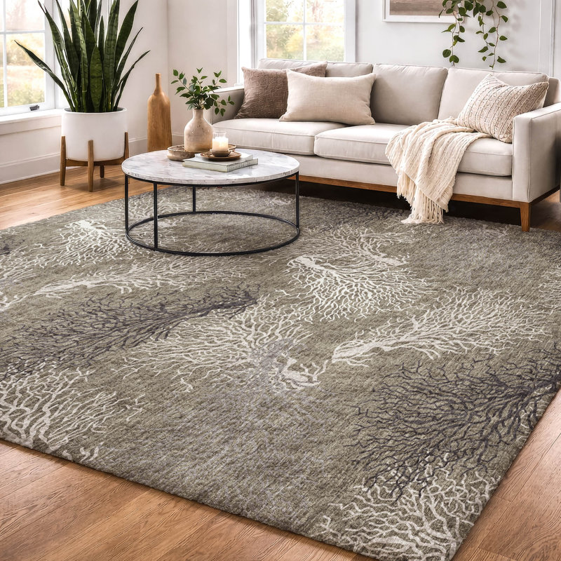 Premium Machine Washable Dream Shag ADS182 Coral Rug, 3' x 5', Latte