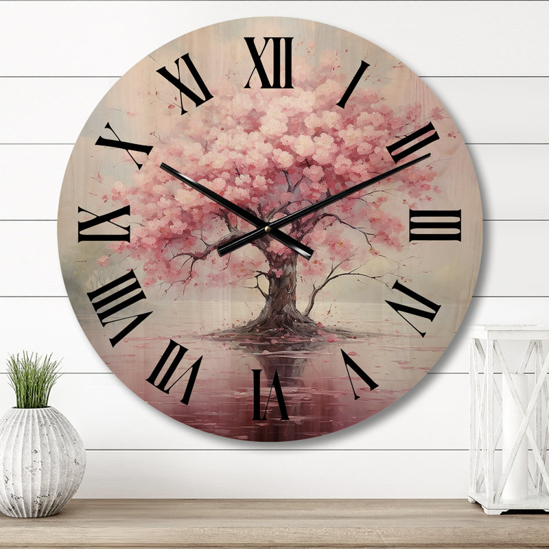 Horloge murale surdimensionnée en bois rose, Petit