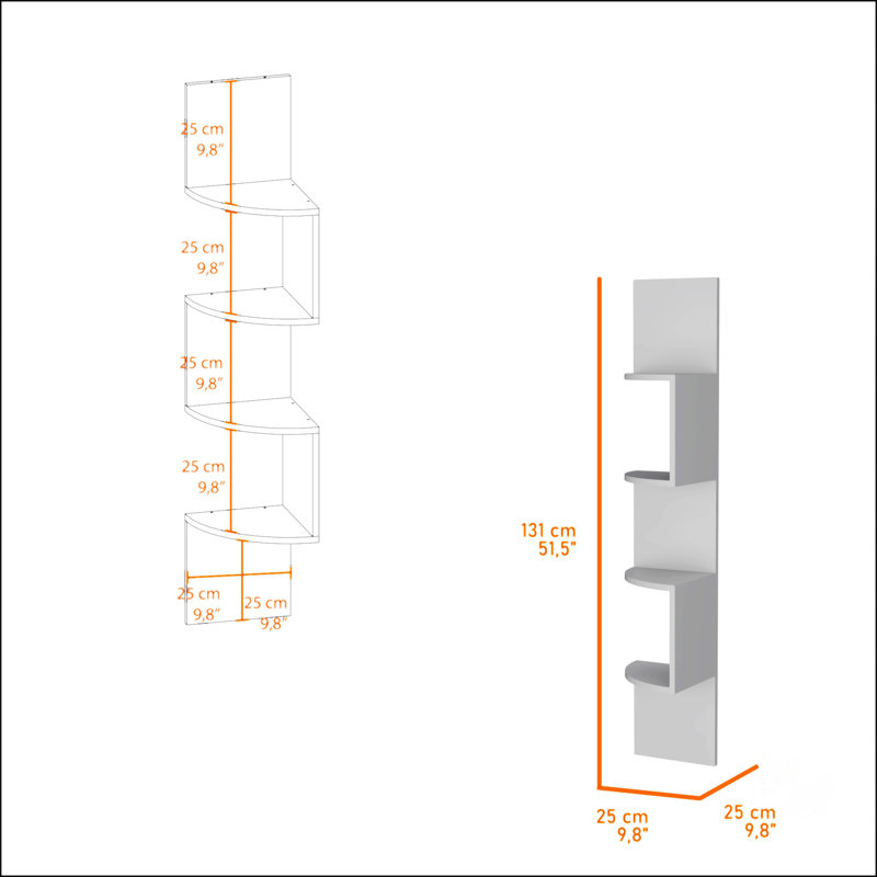 Full-Wall Floating Shelf, White