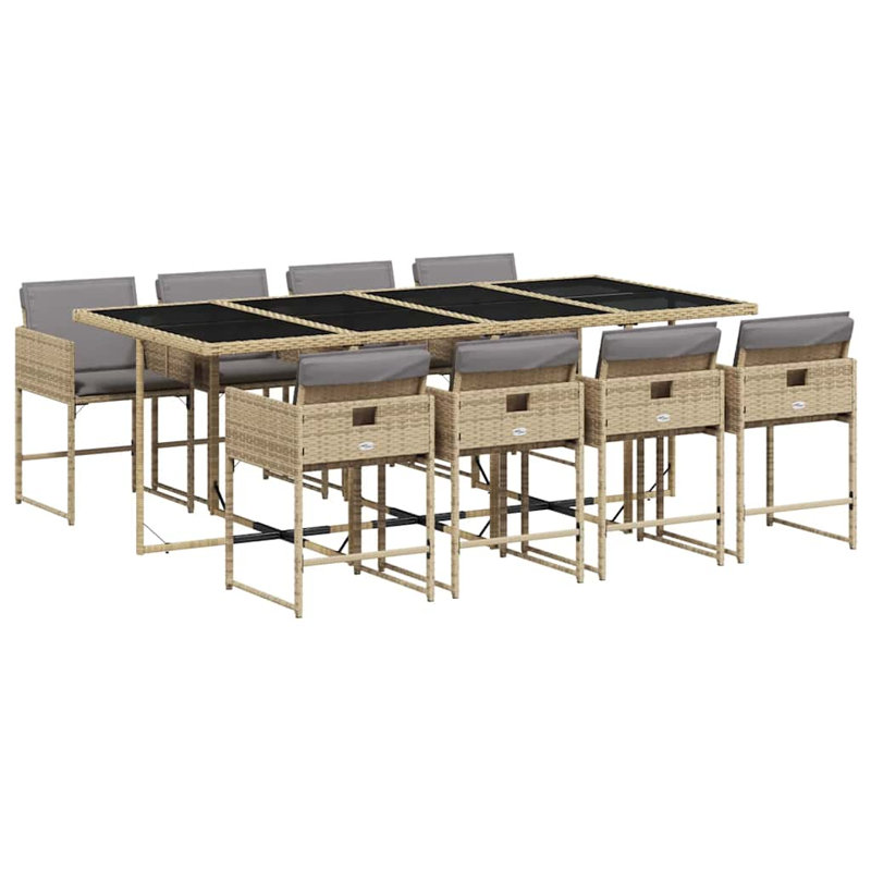 Patio Dining Set with, Light Grey, Beige