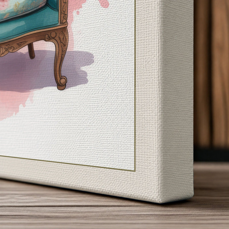 Wingback Comfort Eclectic - Wrapped Canvas, 36x24 - 91.4 x 61.0 cm, Cream Border