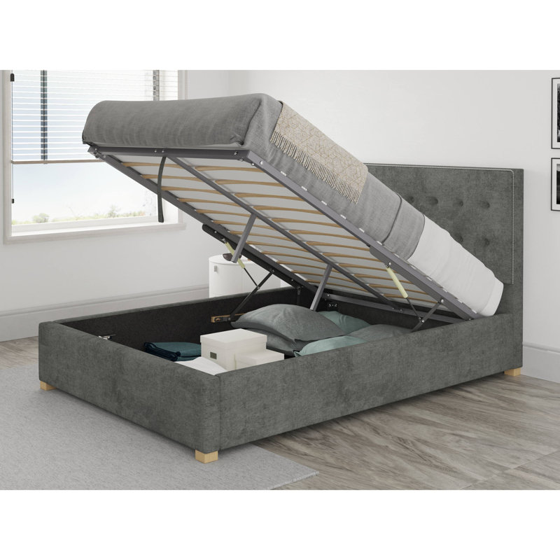 Abarca Upholstered Ottoman Storage Bed, Small Double (4'), Granite