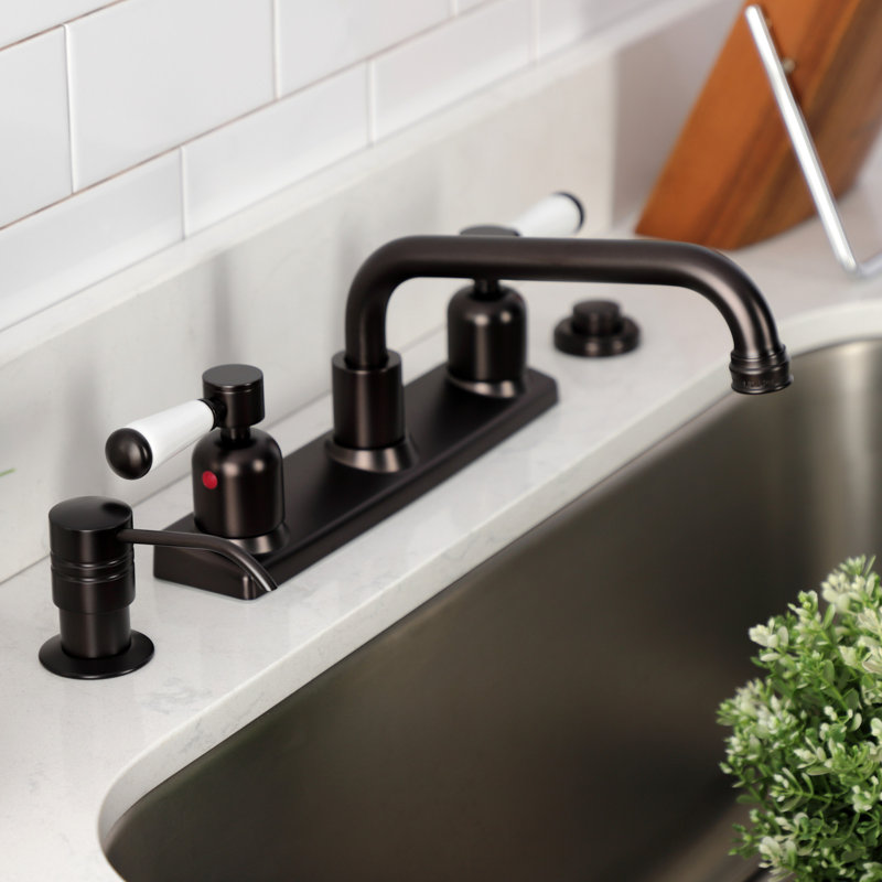 Kingston Brass Paris Two-Handle 2-Hole 8" Centerset Kitchen Faucet, Oil Rubbed Bronze