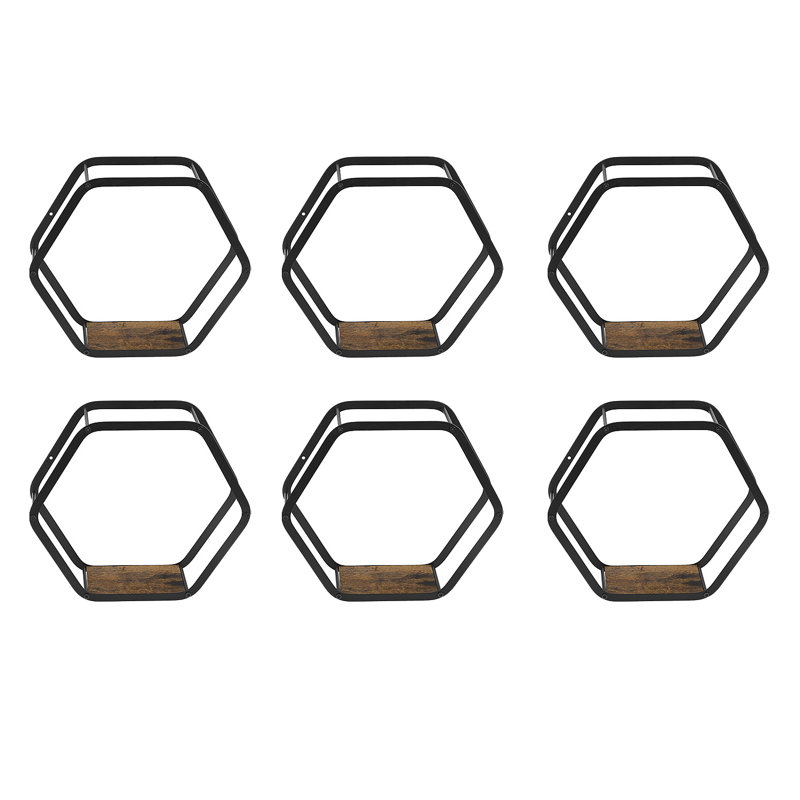 Adanya 6 Piece Hexagon Floating Shelf