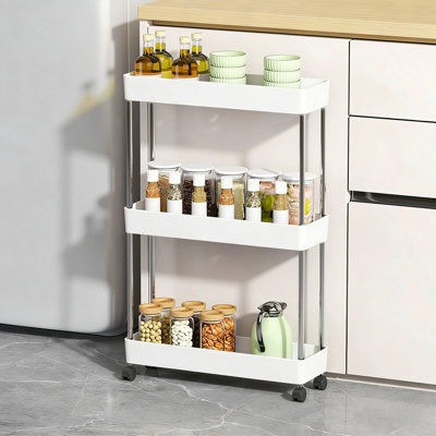 Rack 3-Tier Kitchen Shelving With Wheels Unit  Narrow Space Storage Rack  Multi-Tier Living Room And Bathroom Organizer