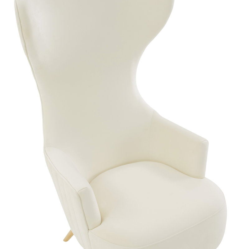 Cream Velvet Wingback Accent Chair with Gold Legs