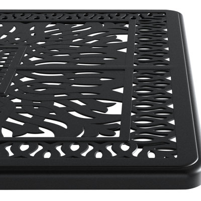 Mobilier de patio extérieur en aluminium coulé - 5 pièces, noir, coussin antidérapant, table rectangulaire, 5 sièges confortables, coussins, confortable pour se détendre