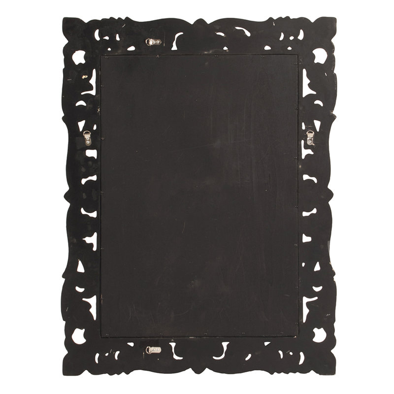 Traditional Ornate Framed Beveled Rectangular Accent Mirror, Black