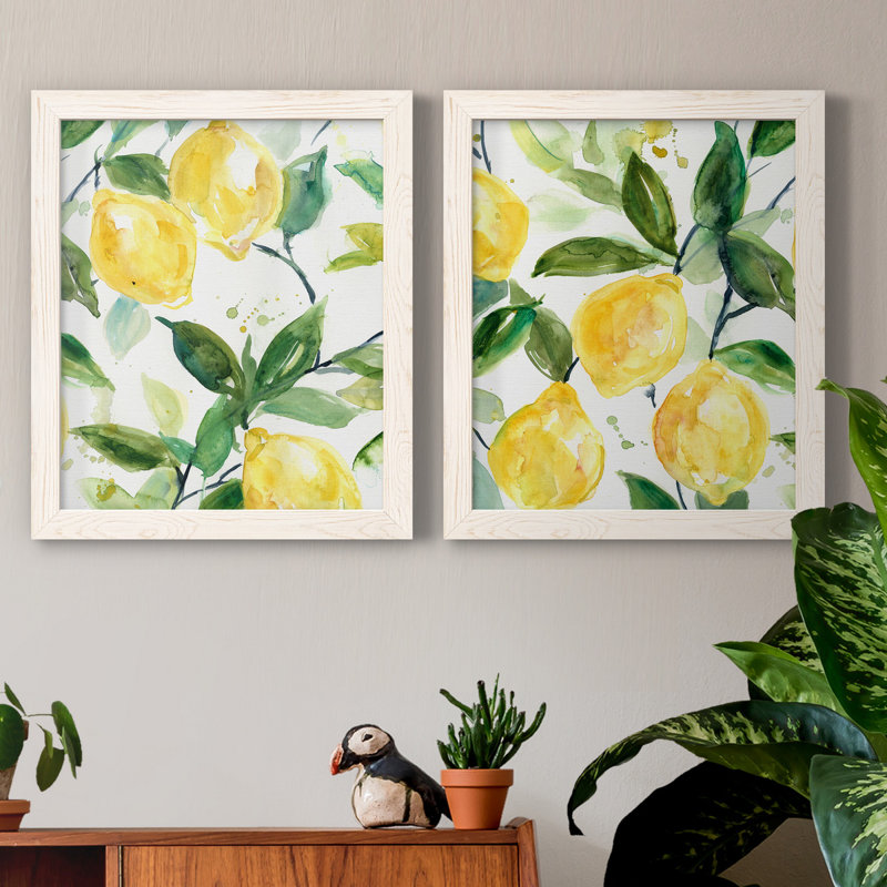 Lemony Branch I - ensemble de 2 reproductions d'art, Toile blanche encadrée, Pas de tapis, H 24 po x l 36 po x P 1,5 po