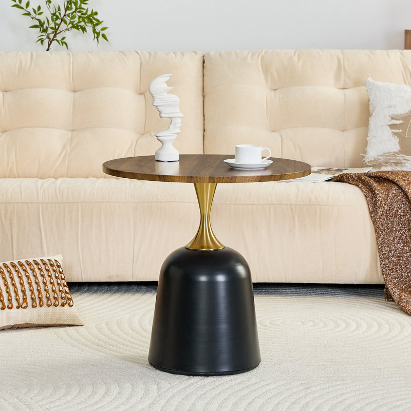 Petite table basse circulaire, Noyer, Noir
