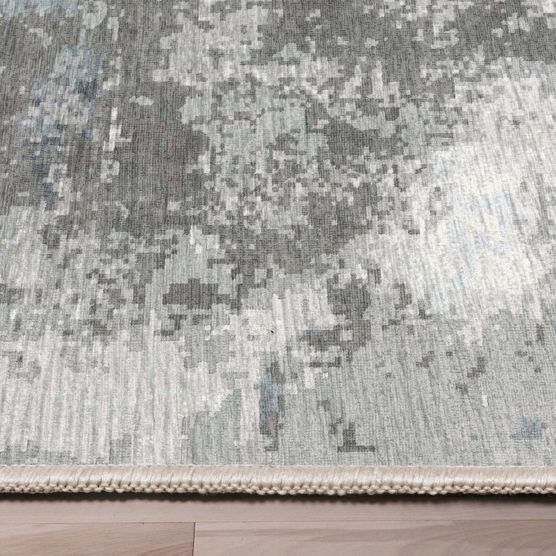 Nuzzo Marrakech Mid-Century Modern Brushstroke Flat-Weave Gray Area Rug, Rectangle 5'3" x 7'3"