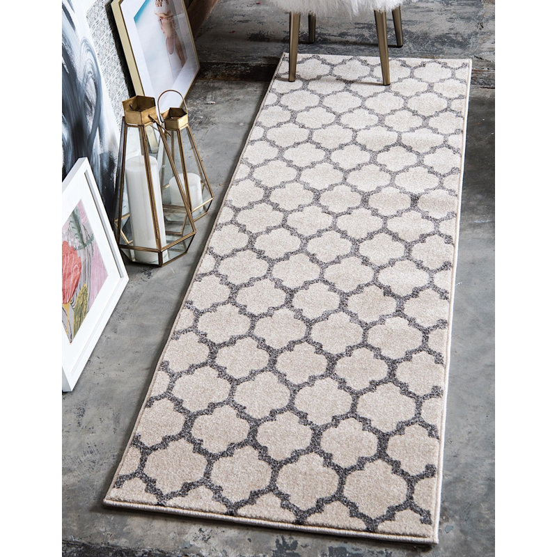 Tapis beige / brun clair Molly Geomertric, Tapis de couloir 2 pi 7 po x 19 pi 8 po
