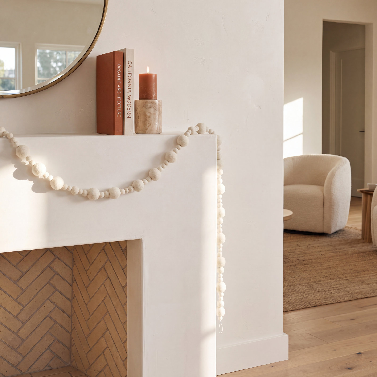 White Pom Pom Novelty Garland
